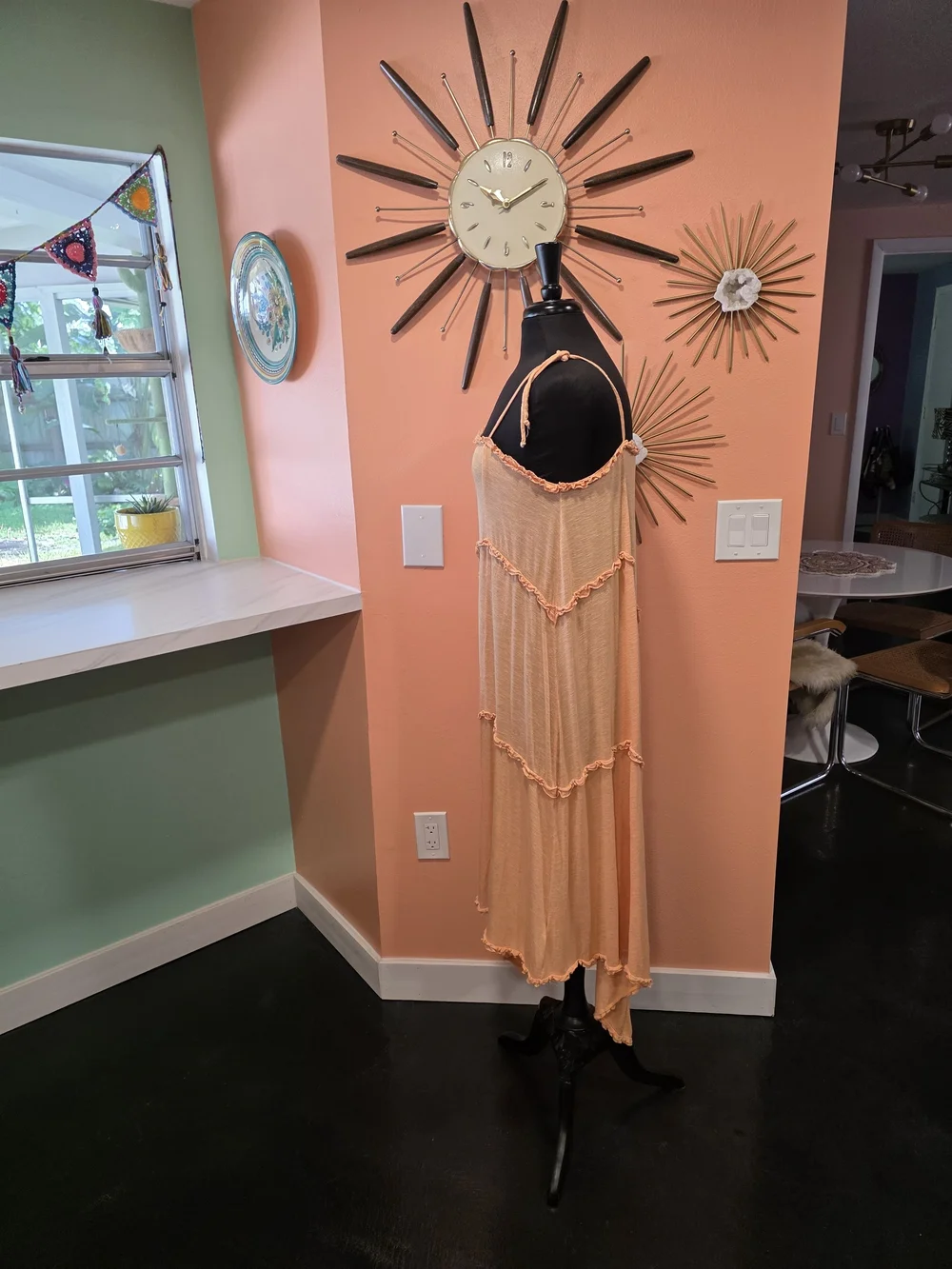 Free People FP Beach Avalon Ruffle Peach Maxi Dress